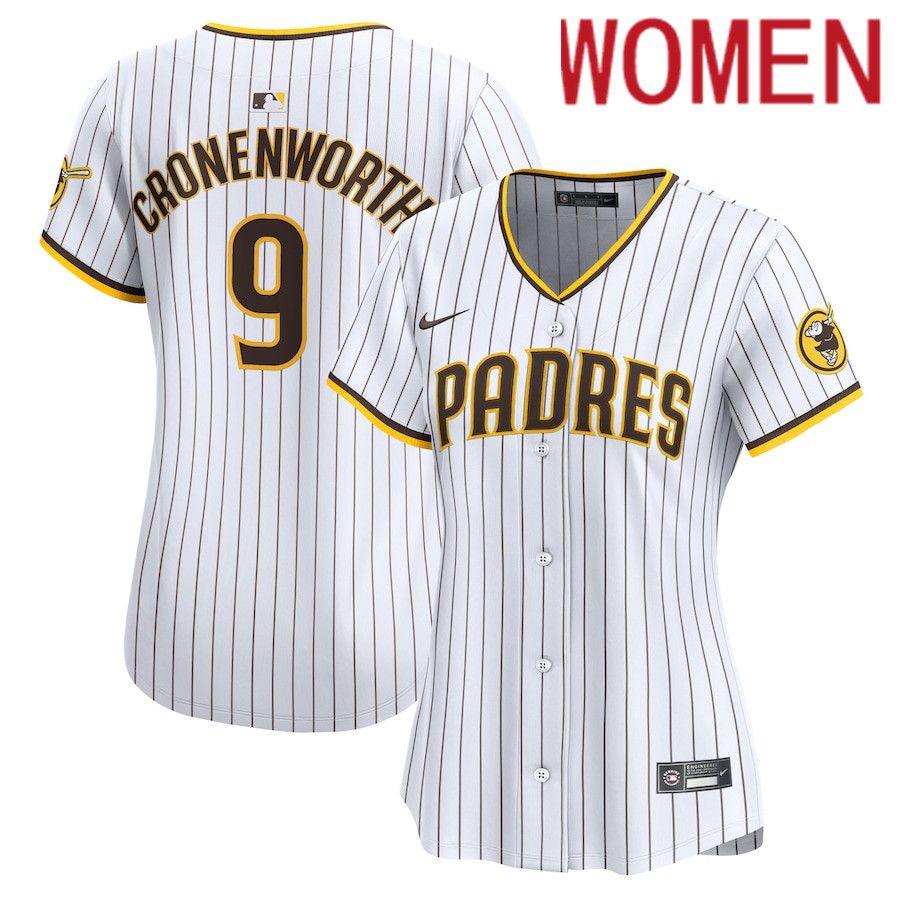 Women San Diego Padres #9 Jake Cronenworth Nike White Home Limited Player MLB Jersey->women mlb jersey->Women Jersey